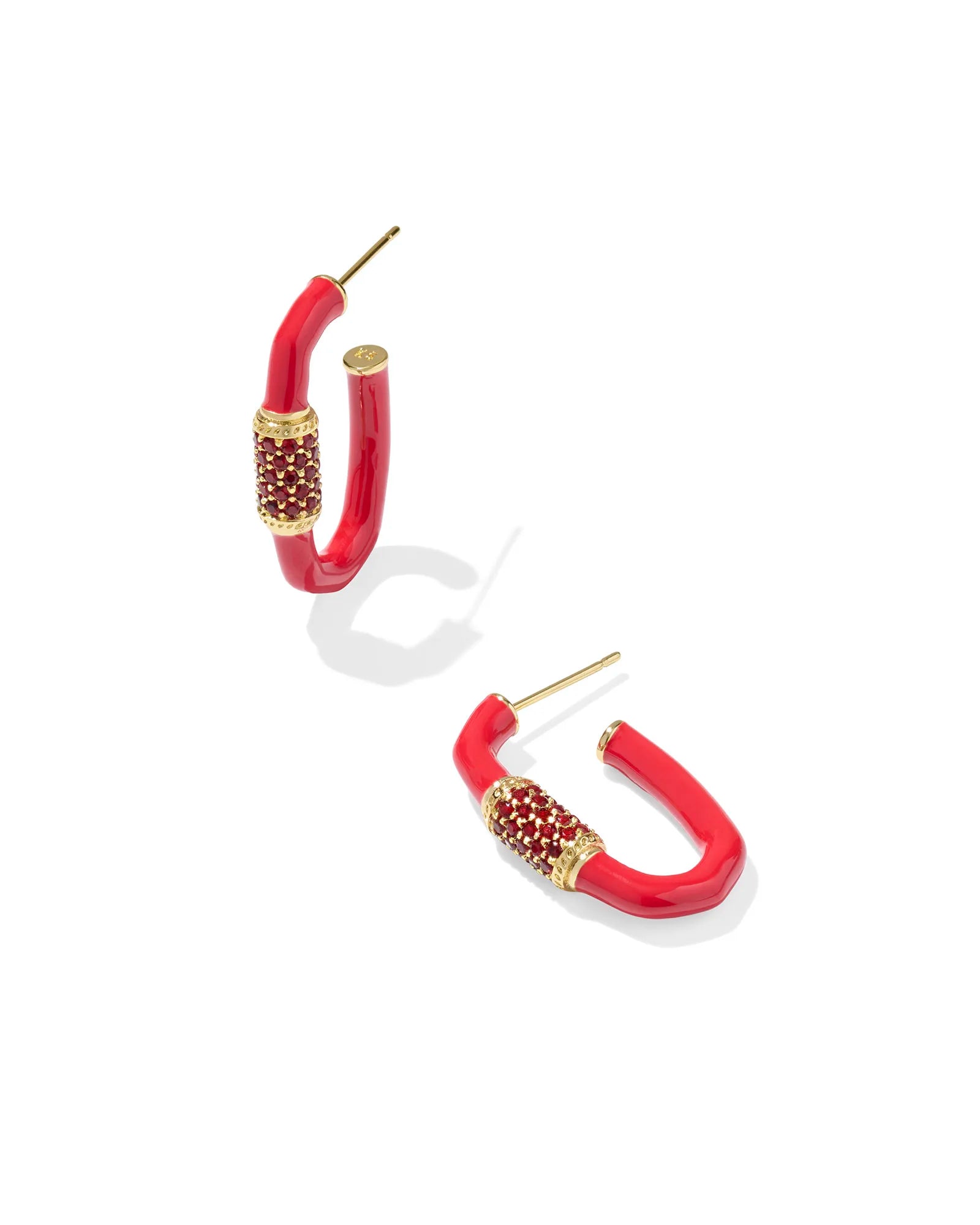 Kendra Scott Emery Enamel Hoop Earrings Gold Red Mix-Earrings-Kendra Scott-08/21/25,E00848GLD-The Twisted Chandelier