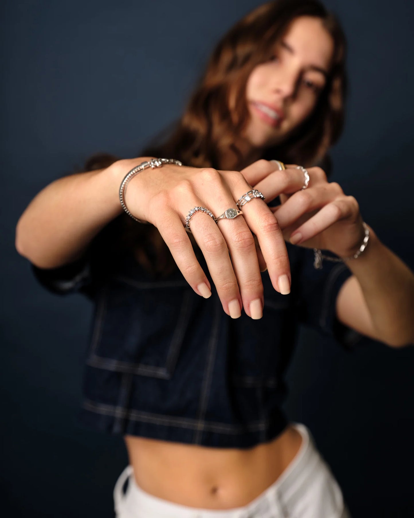 Kendra Scott Lexi Ring Set Silver White Crystal Size 7-Rings-Kendra Scott-CR 07/31/24,FD 07/31/24,R00100RHD-The Twisted Chandelier