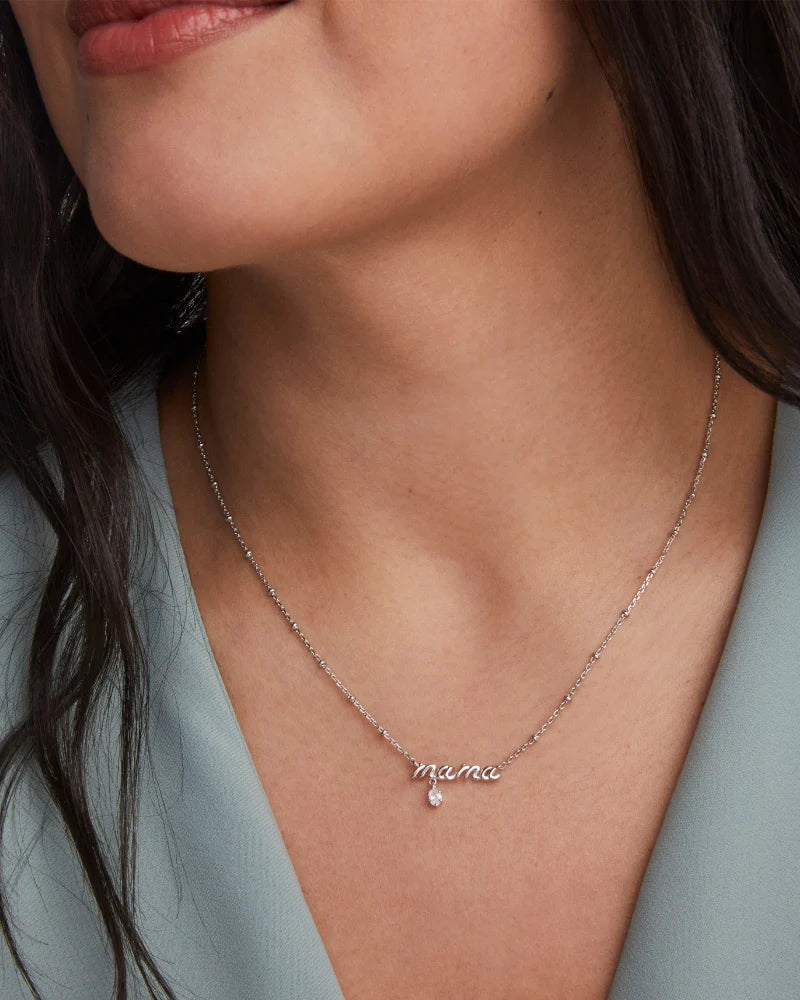 Kendra Scott Mama Crystal Short Pendant Necklace Silver-Necklaces-Kendra Scott-N01054RHD,Sale Kendra Scott-The Twisted Chandelier