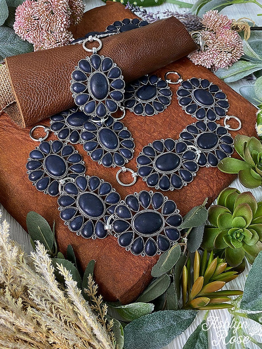 Black Chain Concho Belt-Belts-Southern Grace Wholesale-Accessories,CR 08/21/24-The Twisted Chandelier