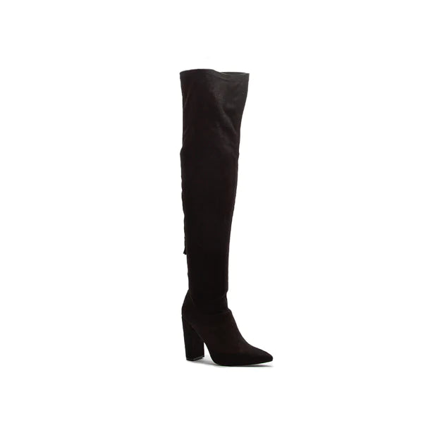 Over the Knee Black Stretch Faux Suede Boots-Boots-Qupid-04/25,05/27/24,09/12/23,1st md,Max Retail-The Twisted Chandelier