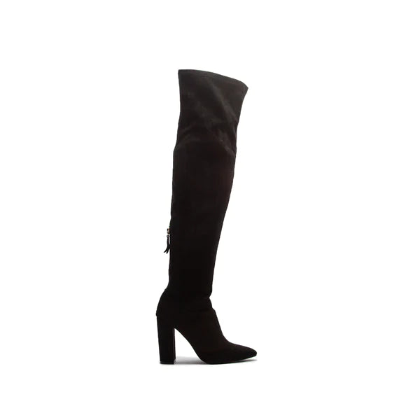 Over the Knee Black Stretch Faux Suede Boots-Boots-Qupid-04/25,05/27/24,09/12/23,1st md,Max Retail-The Twisted Chandelier