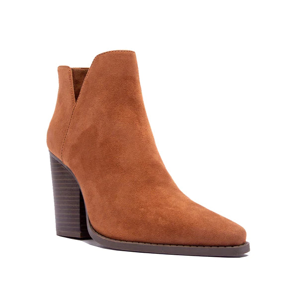 Camel Faux Suede Bootie-Boots-Qupid-04/25,05/27/24,09/12/23,1st md,Max Retail-The Twisted Chandelier