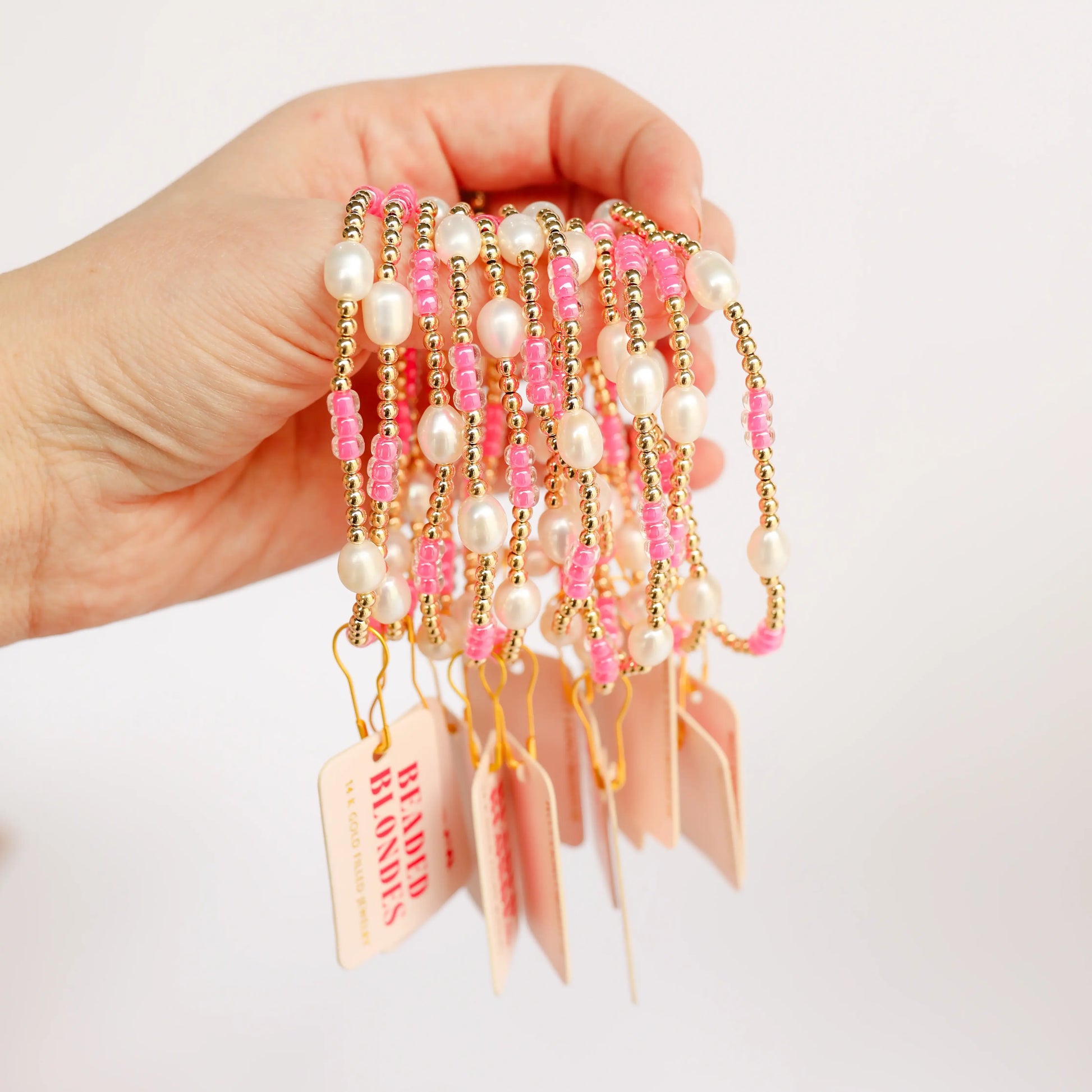 Hot Pink Pearl Poppi Bracelet-Beaded Blondes-The Twisted Chandelier