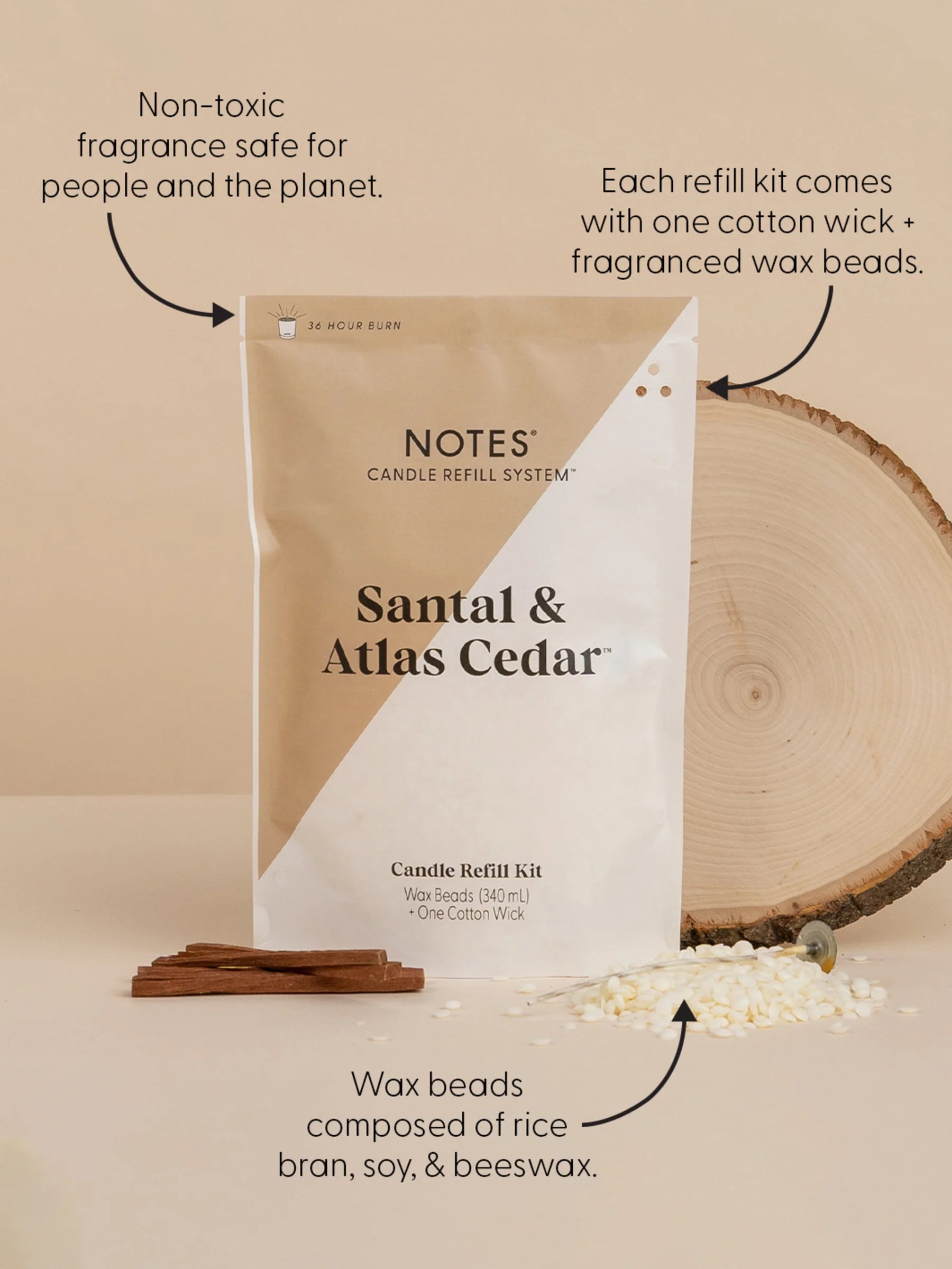NOTES® Sustainable Candle Refill Kit - Sandal & Atlas-Candles-Notes Candles-The Twisted Chandelier