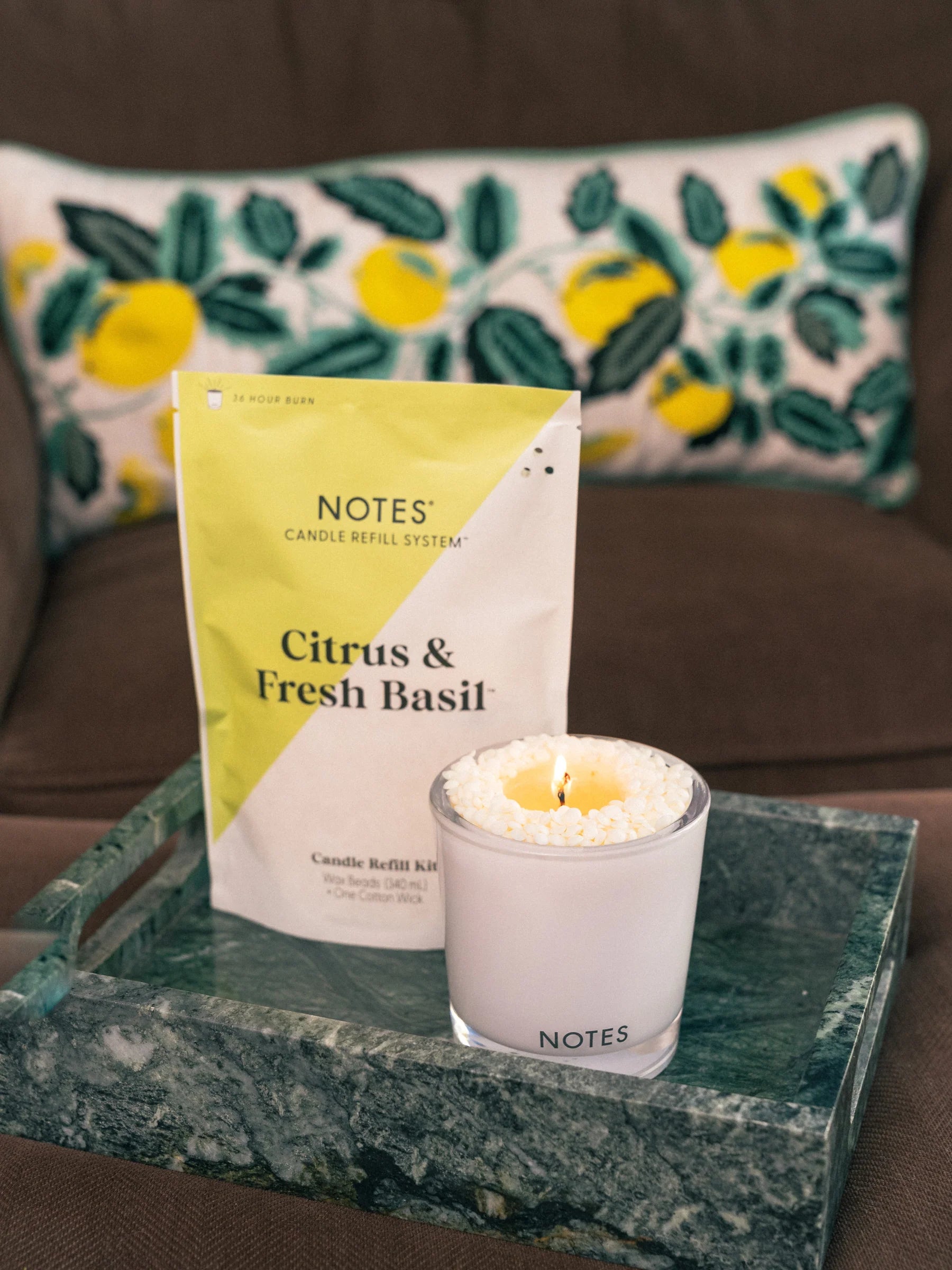 NOTES® Sustainable Candle Refill Kit - Citrus & Fresh Basil-Candles-Notes Candles-The Twisted Chandelier