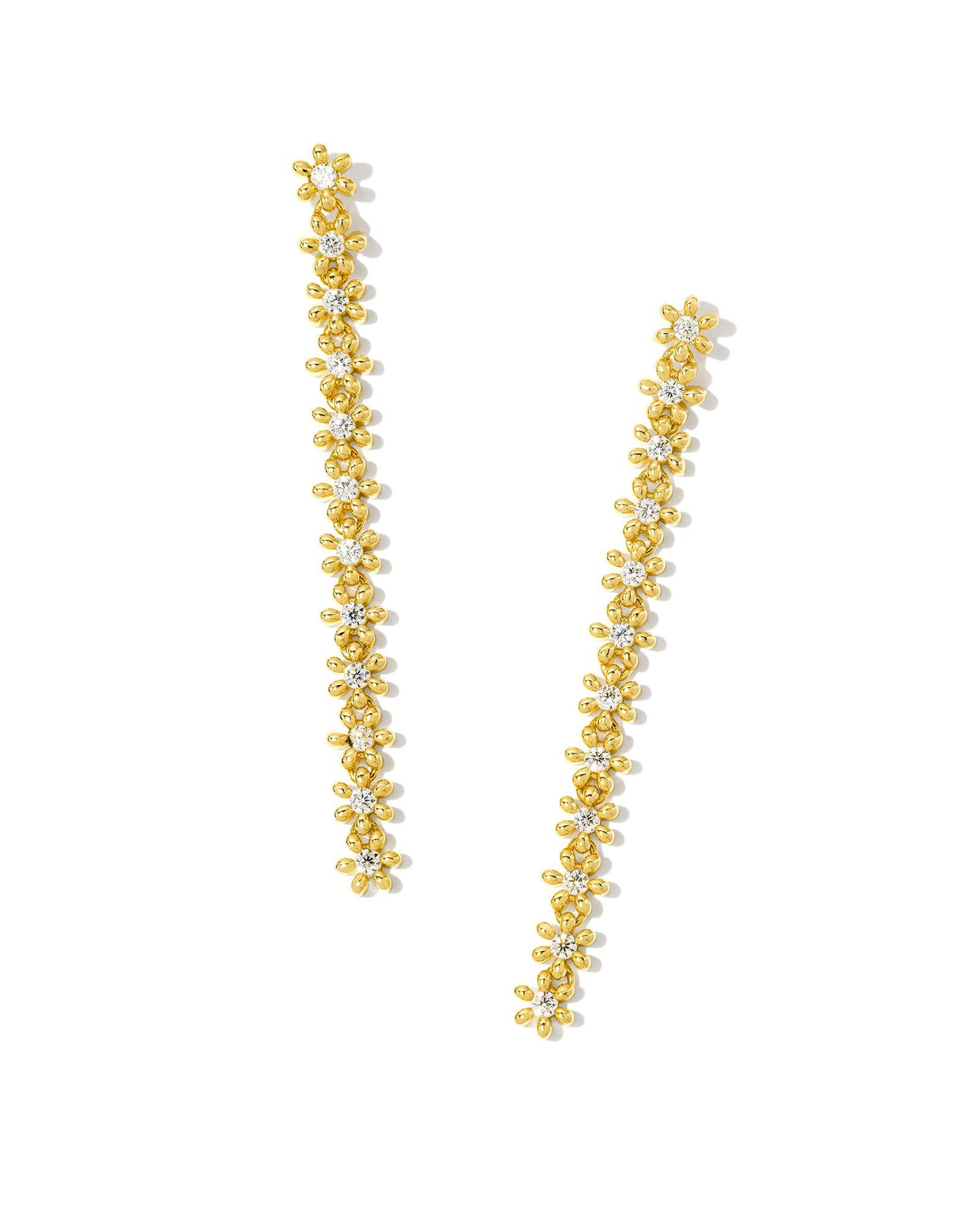 Kendra Scott Nydia Linear Earrings Gold White Crystal-Earrings-Kendra Scott-E00518GLD,FD 07/05/34-The Twisted Chandelier