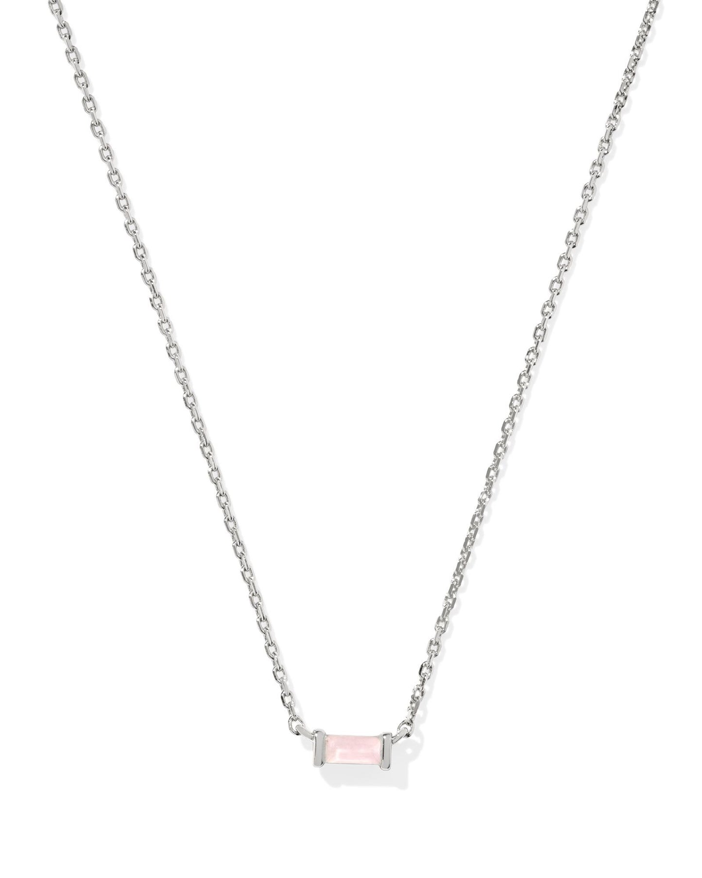 Kendra Scott Juliette Pendant Necklace Silver Rose Quartz-Necklaces-Kendra Scott-CR 09/30/24,FD 10/01/24,N1855RHD-The Twisted Chandelier