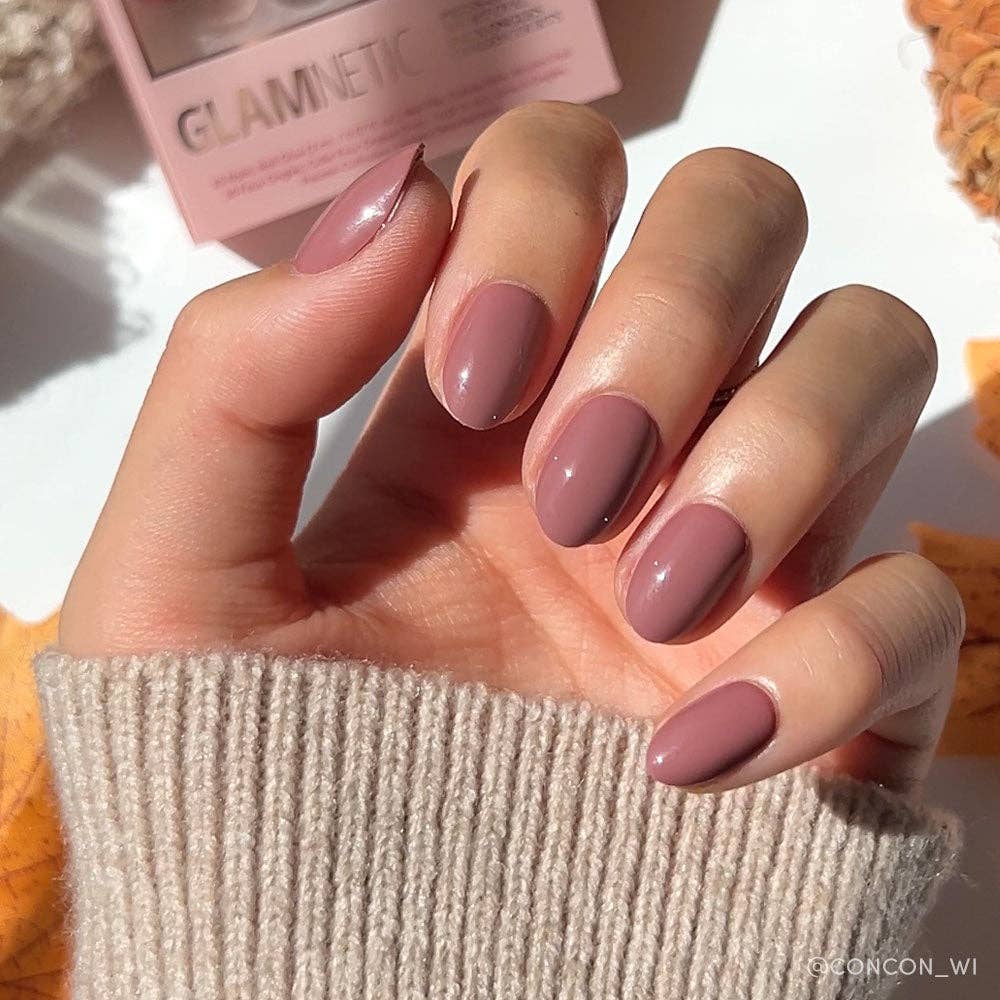 Fall Mauve Press-On Nails | Fall Solids | Short Oval-Glamnetic-The Twisted Chandelier