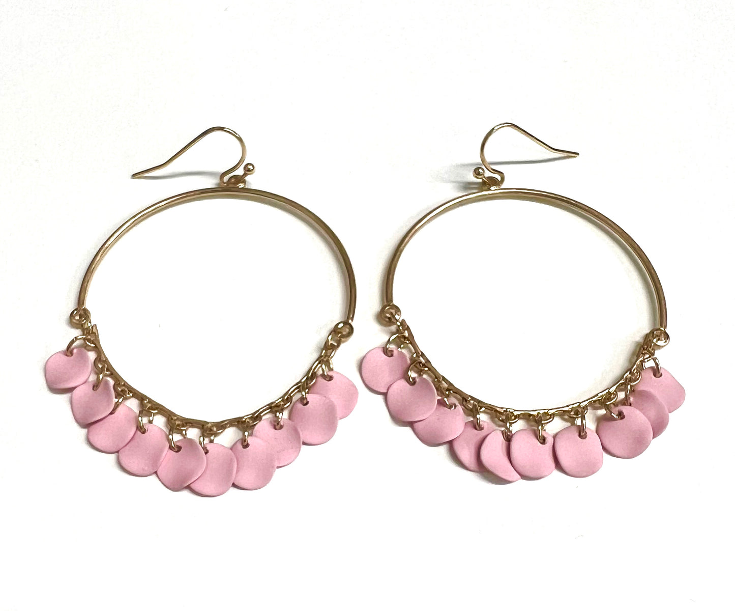 Disc Charm on Gold Bar and Chain Circle Earrings-Earrings-POSH Jewelry Co-The Twisted Chandelier