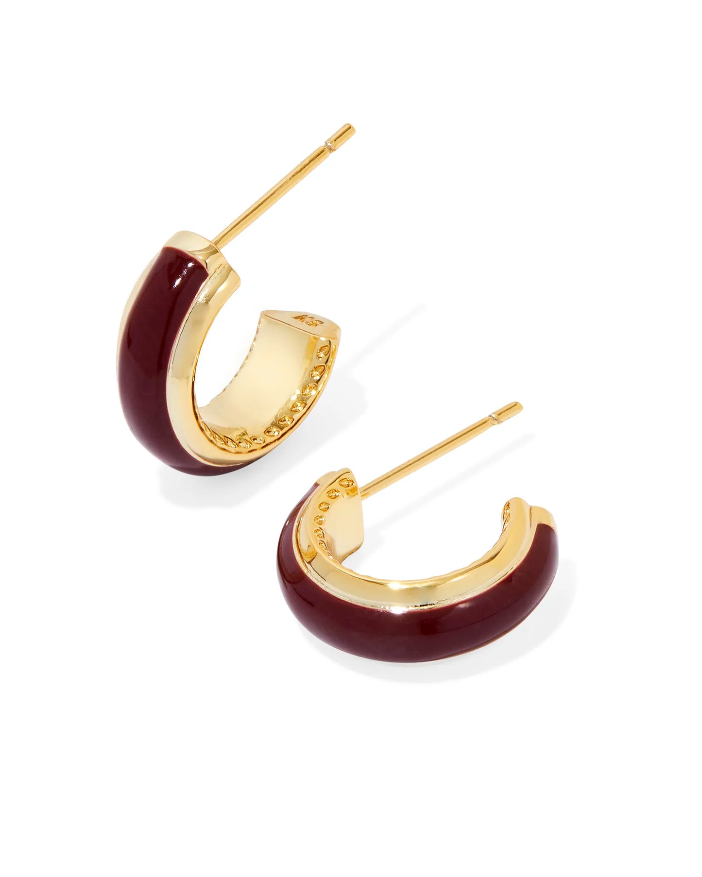 Kendra Scott Ainsley Huggie Earrings Gold Burgundy Enamel-Earrings-Kendra Scott-CR 07/31/24,E00564GLD,FD 07/31/24,gameday,Sale Kendra Scott-The Twisted Chandelier