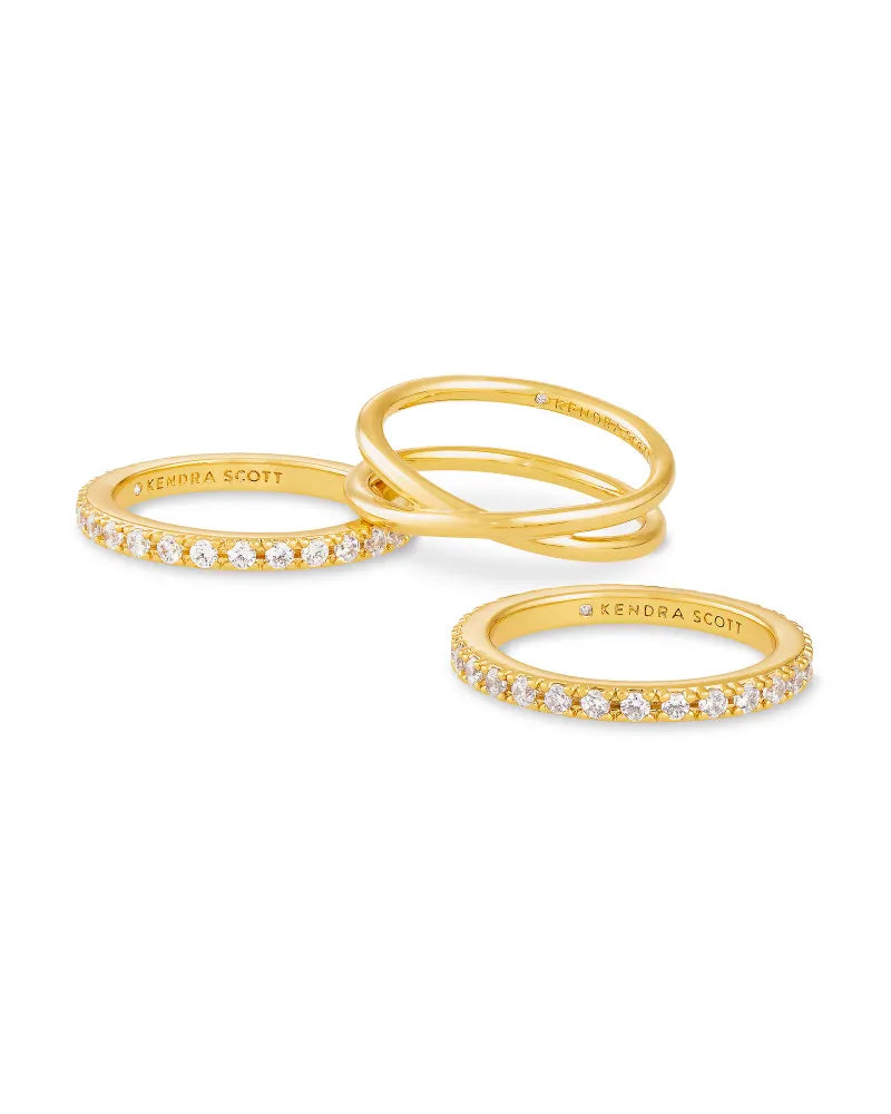 Kendra Scott Livy Ring Set Of 3 Gold Metal Size 8-Rings-Kendra Scott-R1192GLD-The Twisted Chandelier