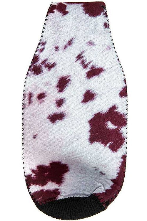 Cowhide Print & Flower Concho Zipper Charm Bottle Drink Sleeve-Drink Sleeves-Blandice-05/19/24,1st md,SD4002-The Twisted Chandelier