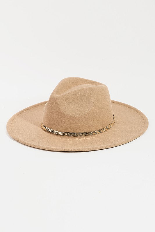 Braided Snake Chain Fedora Hat - Khaki-Hats-Fame Accessories-MMT8815,western & concert-The Twisted Chandelier