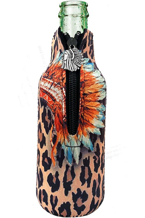 Leopard & Headdress Zipper Charm Bottle Drink Sleeve-Drink Sleeves-Blandice-05/19/24, 1st md, SD4020-The Twisted Chandelier
