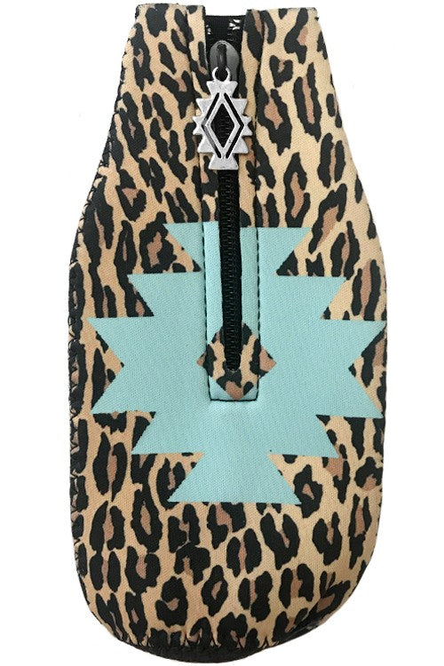 Leopard Print & Aztec Zipper Charm Bottle Drink Sleeve-Drink Sleeves-Blandice-05/19/24,1st md,SD4019-The Twisted Chandelier