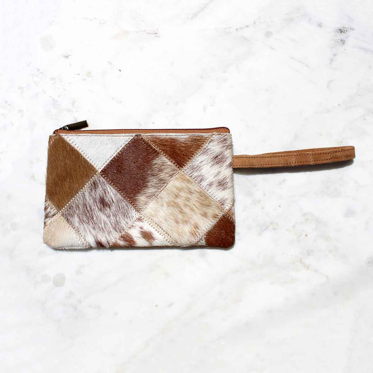 Astrid Hide Wristlet in White/Brown-Bag-The Royal Standard-The Twisted Chandelier