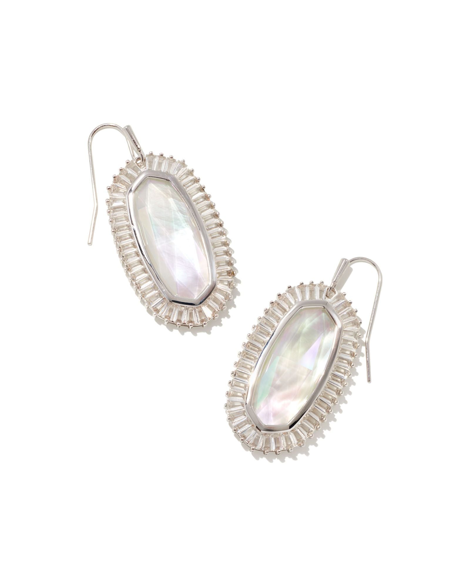 Kendra Scott Baguette Elle Drop Earrings Rhodium Ivory Mix-Earrings-Kendra Scott-05/19/24,1st md,E1994RHD,Max Retail,Sale Kendra Scott-The Twisted Chandelier