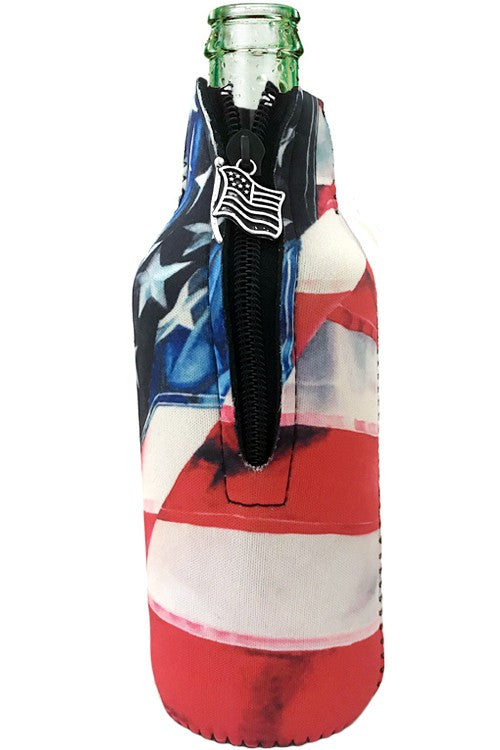 American Flag Print & Zipper Charm Bottle Drink Sleeve-Drink Sleeves-Blandice-05/19/24,1st md,SD4005-The Twisted Chandelier