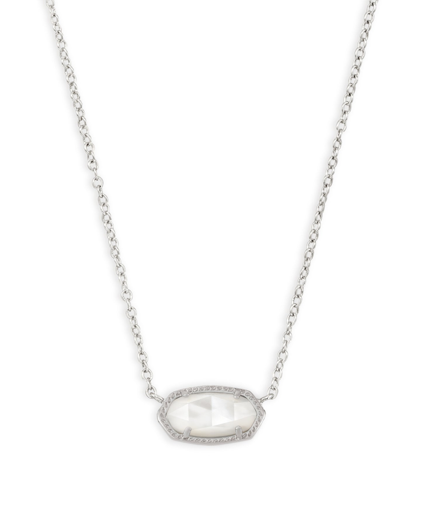 Kendra Scott Elisa Short Pendant Necklace Silver Ivory Mother of Pearl-Necklaces-Kendra Scott-N5067RHD-The Twisted Chandelier