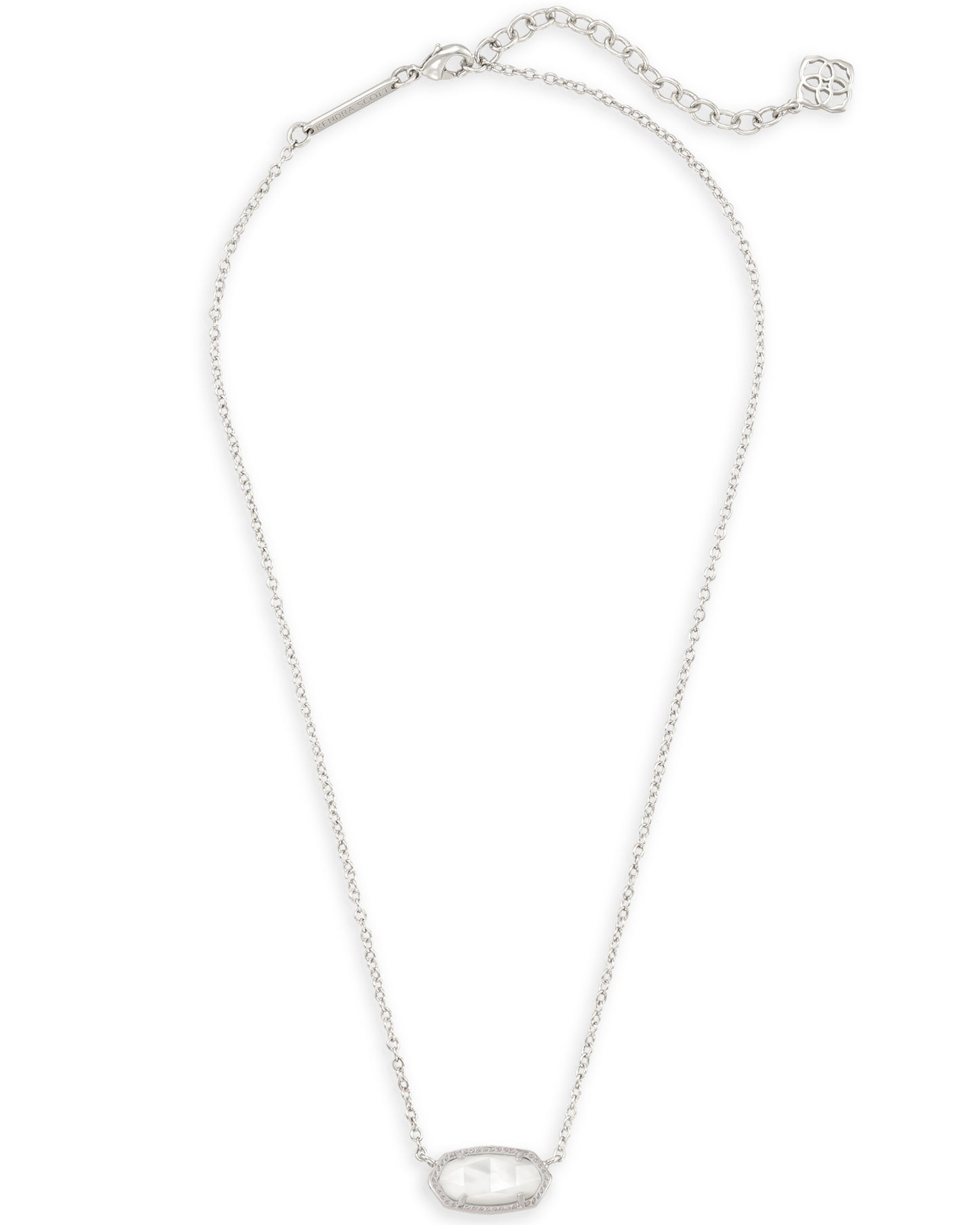 Kendra Scott Elisa Short Pendant Necklace Silver Ivory Mother of Pearl-Necklaces-Kendra Scott-N5067RHD-The Twisted Chandelier