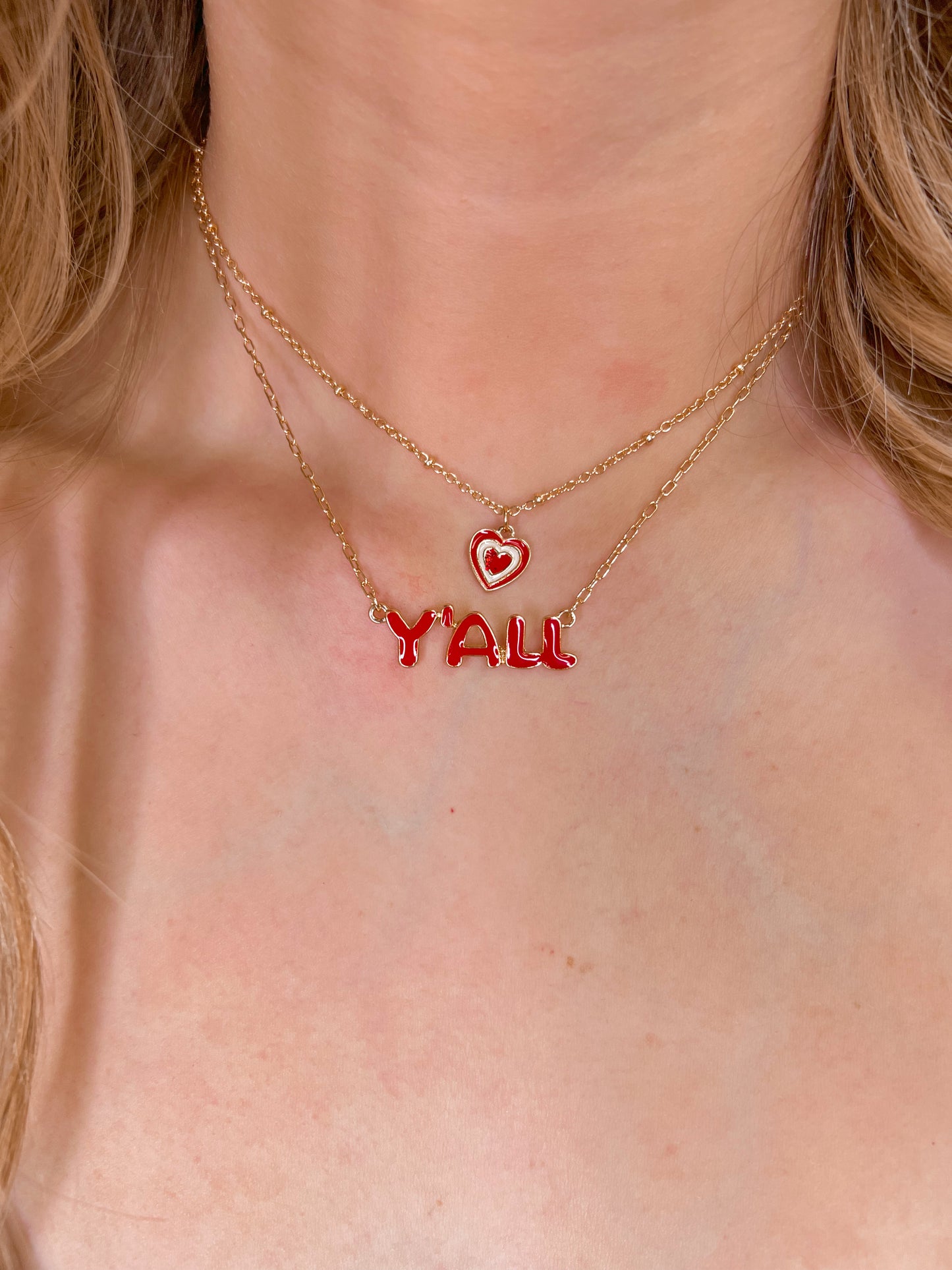 Enamel Heart Yall Charm Layered Necklace-Necklace-Fashion City-4-B8N2673,Mystery 3X - 3X3-The Twisted Chandelier