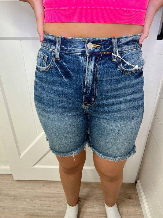 Claudie High Rise Frayed Hem Bermuda Shorts-Shorts-cello-$25 & Under Sale,05/25/24,09/06/23,1st,1st md,2nd md,8/09/23 md,bottoms,FAVES,Max Retail,not on the floor only in the bins,ST 99-The Twisted Chandelier