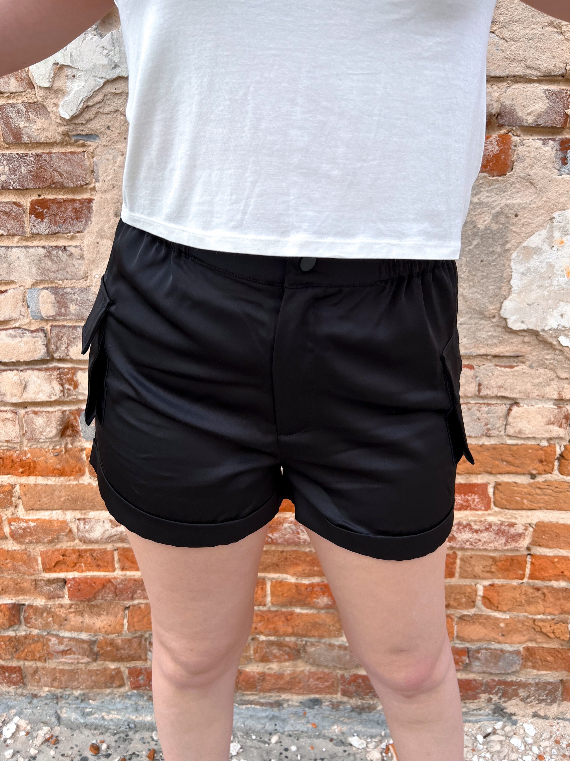 Annabell Satin Cargo Shorts-Shorts-ee:some-08/18/24, 1st md, BIN C2, bottoms, Fd 05/28/24, not on the floor only in the bins, OGP 47.99, pk7849-The Twisted Chandelier