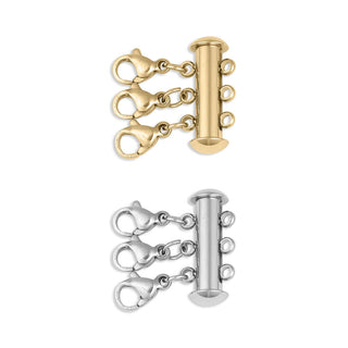 18K Gold PVD Stainless Steel 3 Row Layering Necklace Magnetic Clasp-WJW-The Twisted Chandelier