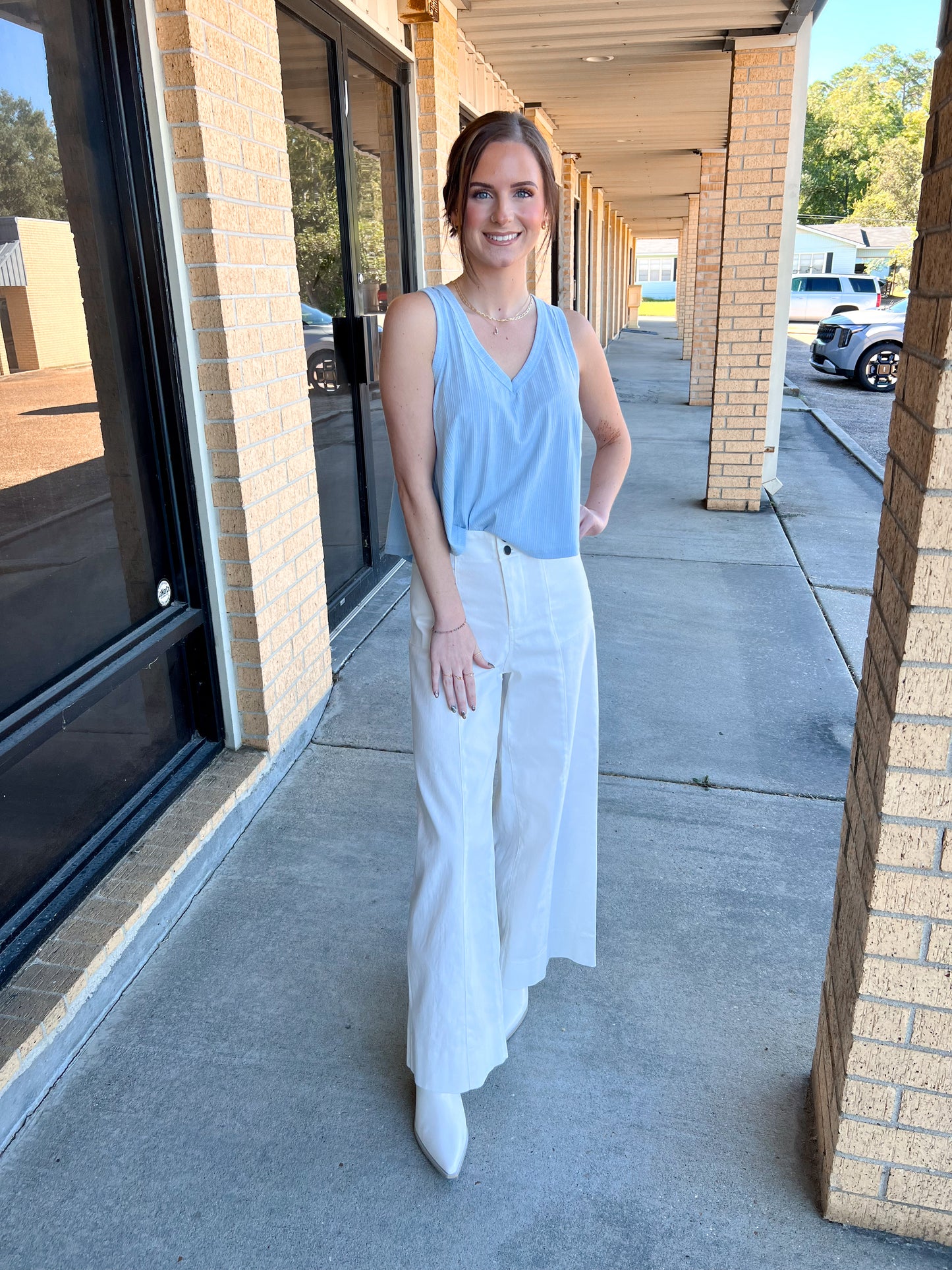 Marda Sleeveless Soft Knit Swing Crop Top - Blue-VERY J-07/24/25,1st md,Bin B5,FD 6/24/25,OGP 28.99,Tops Collection-The Twisted Chandelier