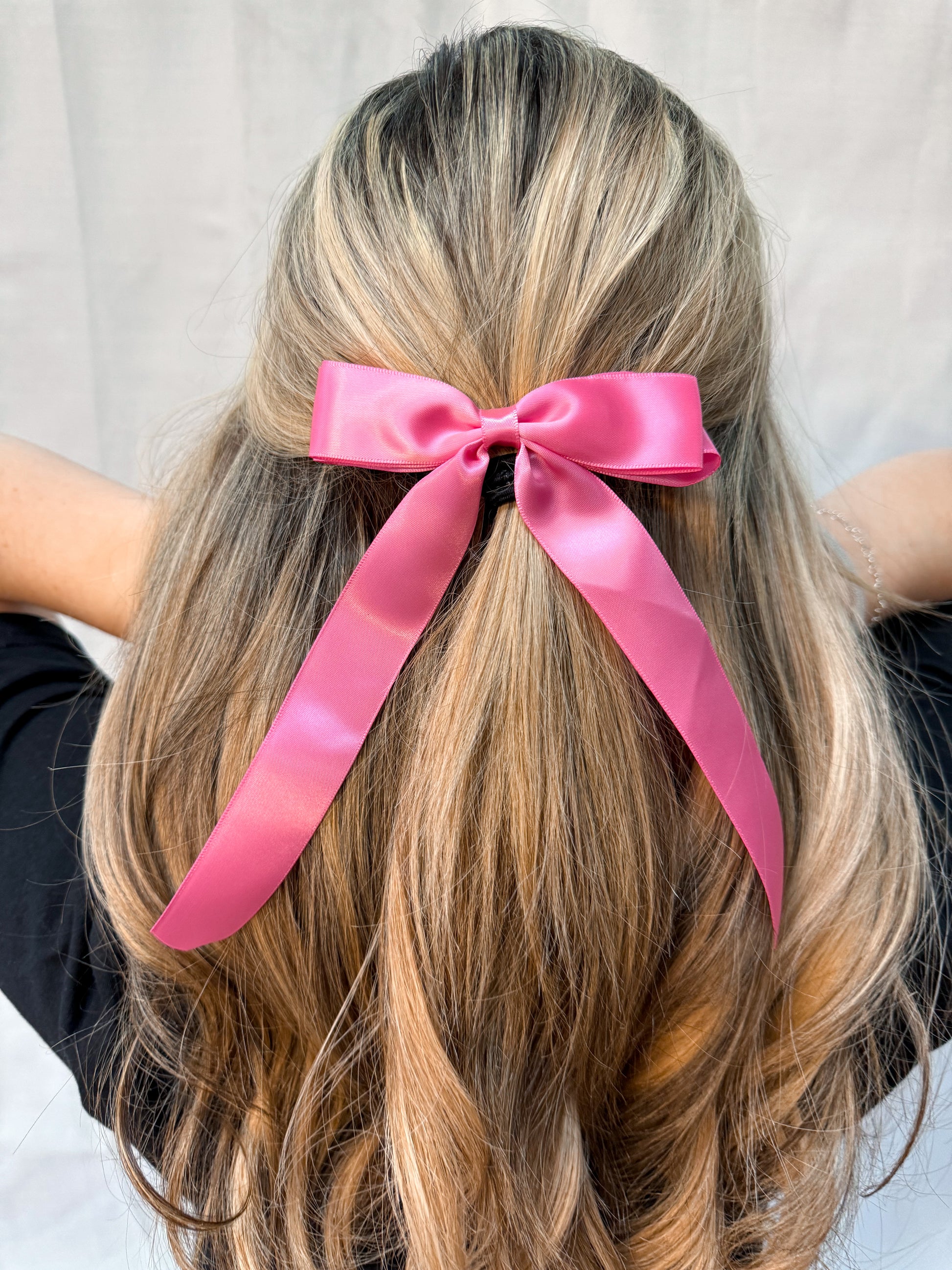 Satin Bow Hair Clip - Pink-Hair Claws & Clips-Swan Madchen-Created - 01/15/24, FD JAN 24-The Twisted Chandelier