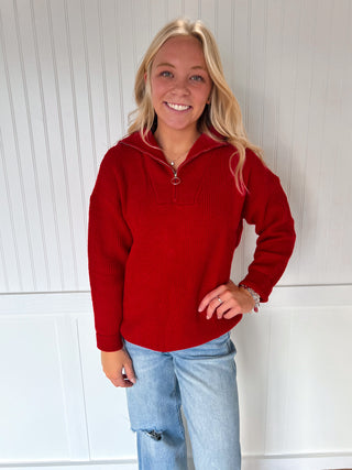 Myra Collared Half Zip-Up Long-Sleeve Knitted Sweater Top-Vine & Love-02/10/26,03/02/26,1/16/26,Double mystery bags,Winter bin-The Twisted Chandelier