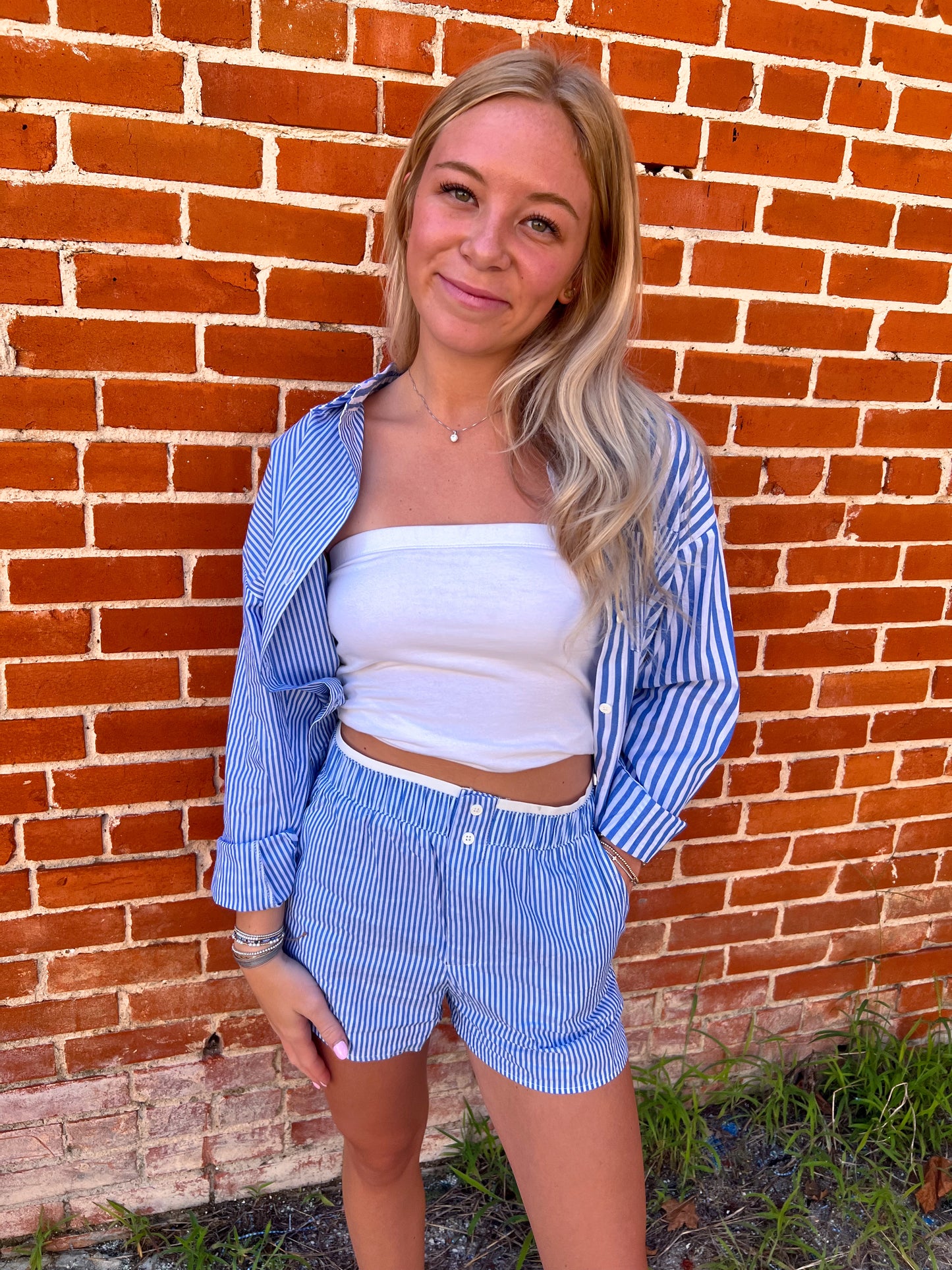 Marie Striped Comfy Shorts-VERY J-Bin d2,bottoms,FD 7/01/25-The Twisted Chandelier