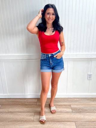 Kara U-Neck Seamless Cropped Tank Top with Built In Bra - Ruby-Tank Top-Zenana-FD 05/30/26,Tops Collection-The Twisted Chandelier