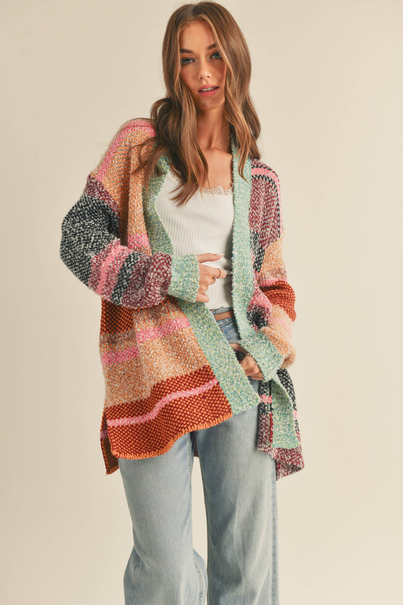 OVERSIZED COLOR BLOCK CARDIGAN MSW10038-&MERCI-The Twisted Chandelier