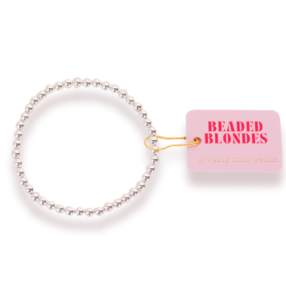 4MM Silver Beaded Bracelet-Beaded Blondes-The Twisted Chandelier