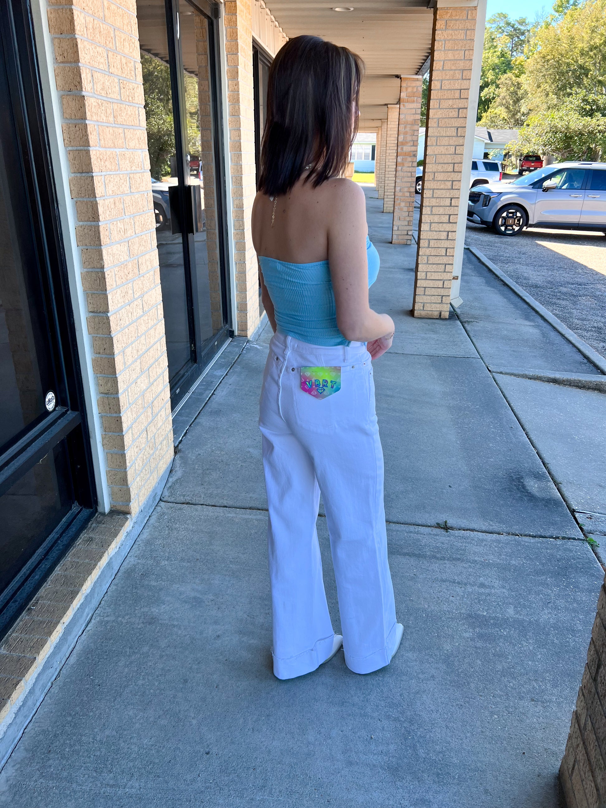 Anita Top Knot Crop Top -Blue-Apparel & Accessories-le lis-09/03/24,1st md,FD 04/30/24,KT6976-2,OGP 26.99,Tops Collection-The Twisted Chandelier