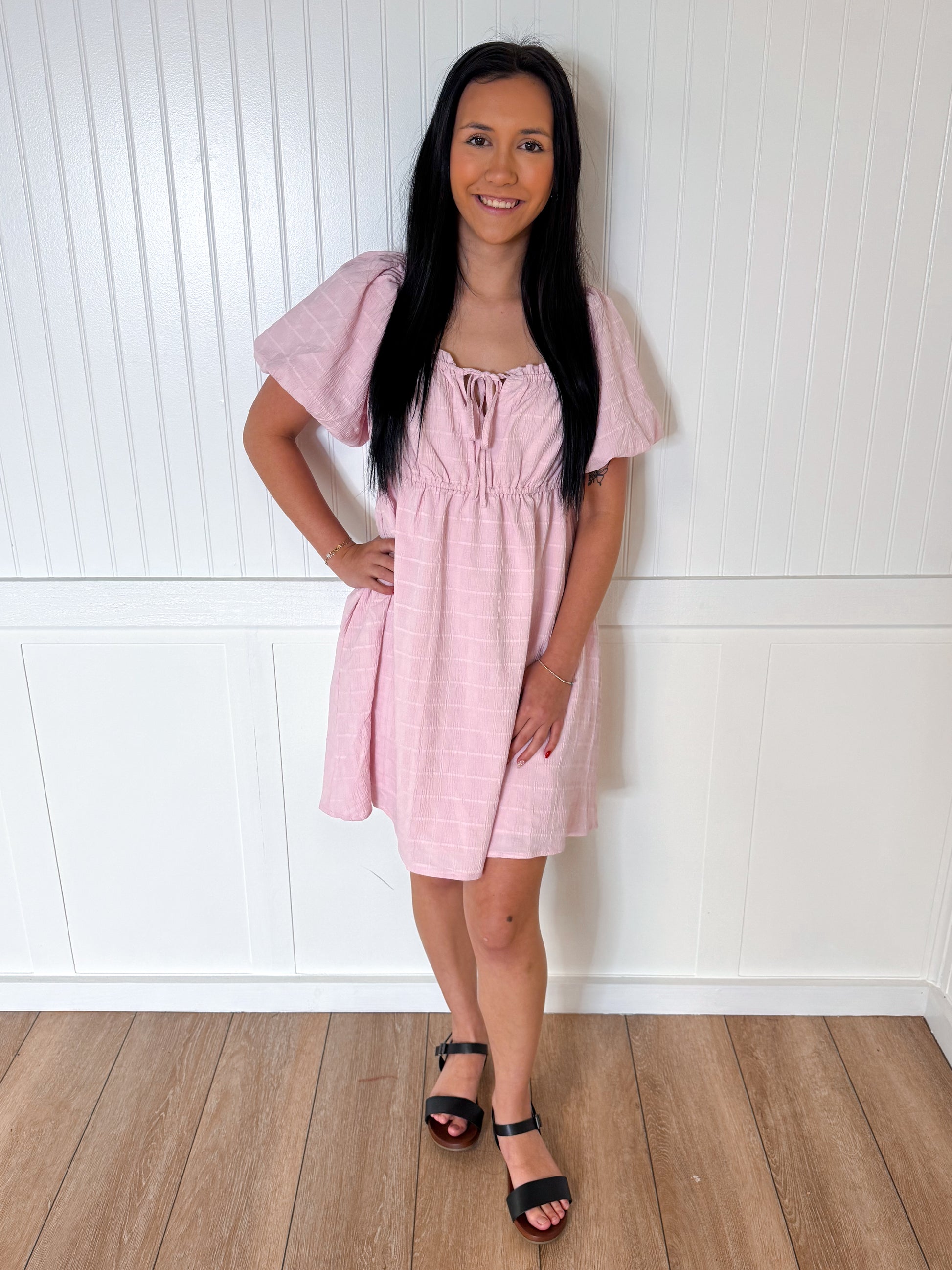 Millie Textured Mini Dress with Bubble Sleeves-idem ditto-06/24/25,10/04/25,1st md,Bin b2,DJR,Dresses,FD 05/13/25,OGP 69.99-The Twisted Chandelier