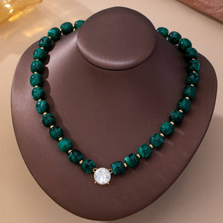 Resin Bead Round Crystal Pendant Necklace-Necklace-JOSSLYN by wall to wall-80N93729-Green-The Twisted Chandelier