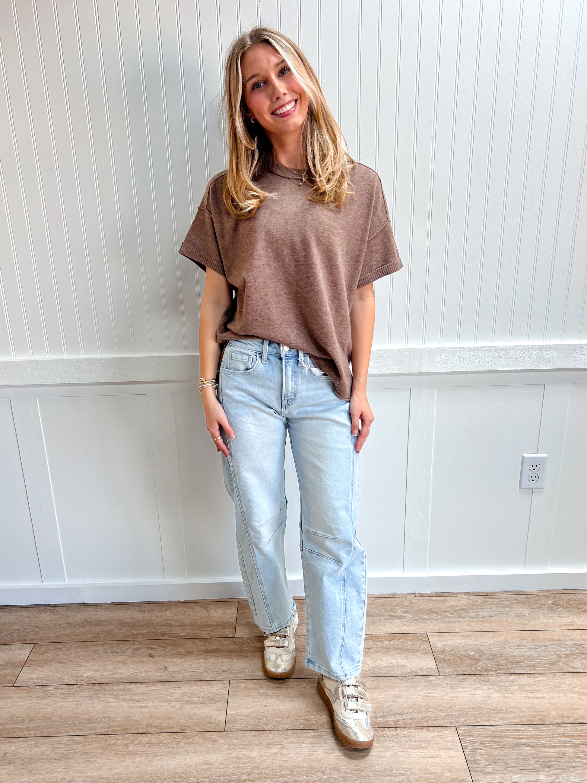 Jules Crew Neck Knit T-Shirt-Bluivy-The Twisted Chandelier