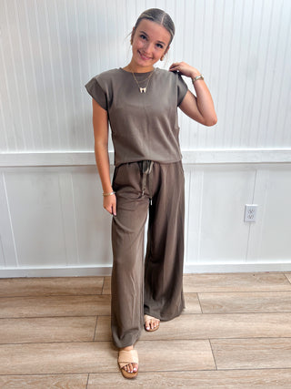 Marleigh Cloud Knit Drawstring Waist Wide Leg Pants