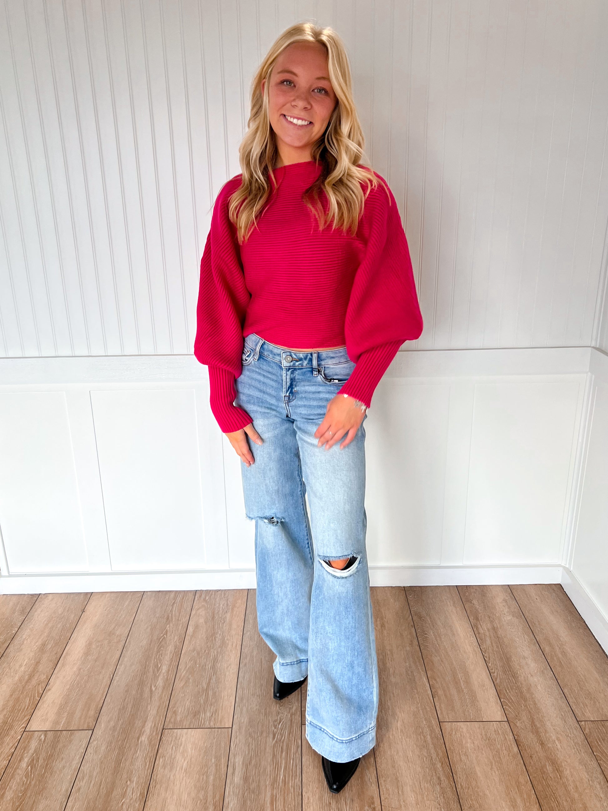 Nori Light Wash Distressed Stretch 33" Inseam Wide Leg Jeans-Hidden Jeans-BIN A 3,Bin b6,bottoms,FD 08/19/25-The Twisted Chandelier