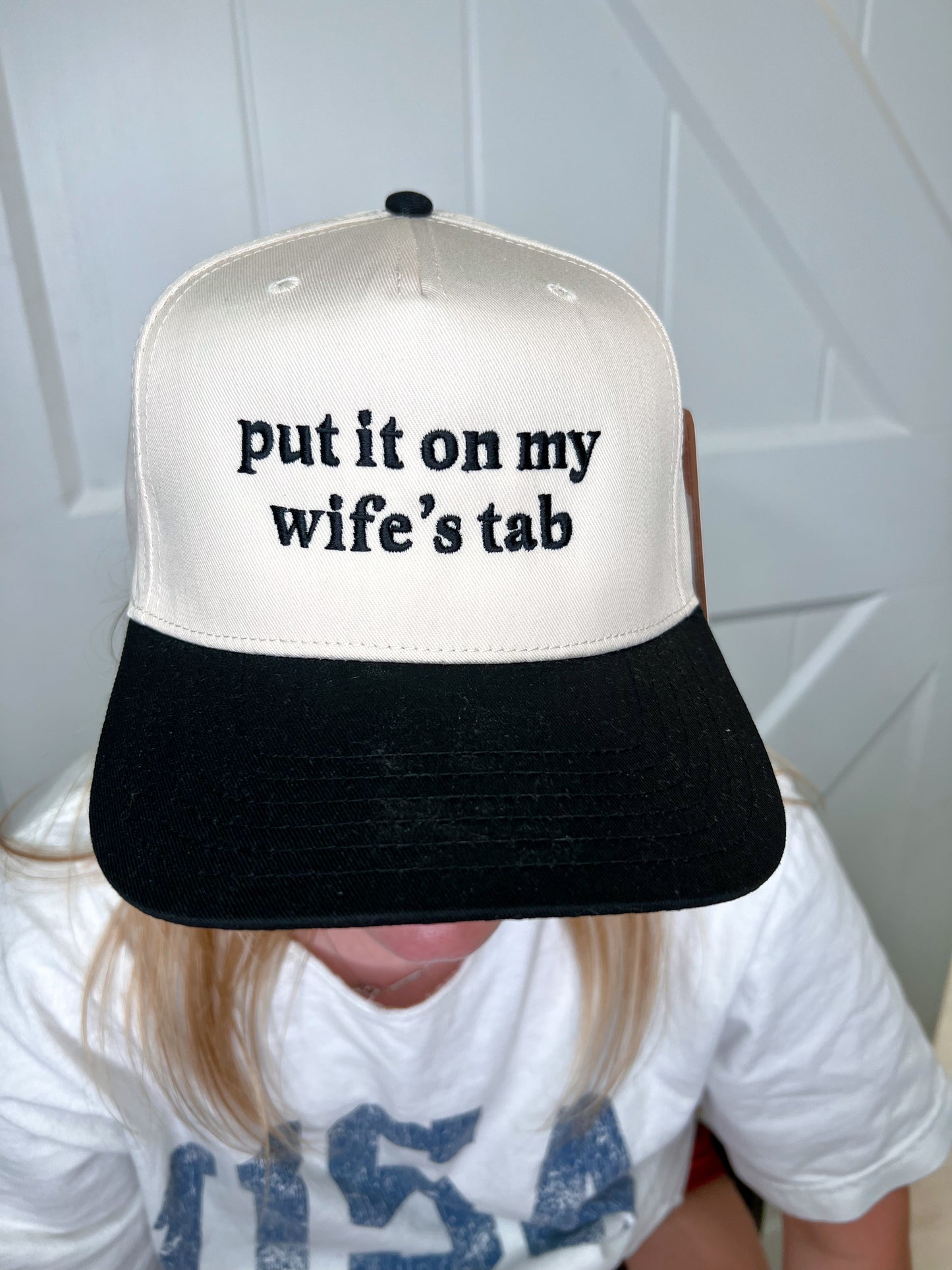 Put It On My Wife's Tab Men's Trucker Hats Vintage-Katydid-The Twisted Chandelier