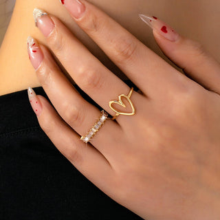 Baguette Crystal Heart Open Ring-JOSSLYN by wall to wall-80R245-The Twisted Chandelier