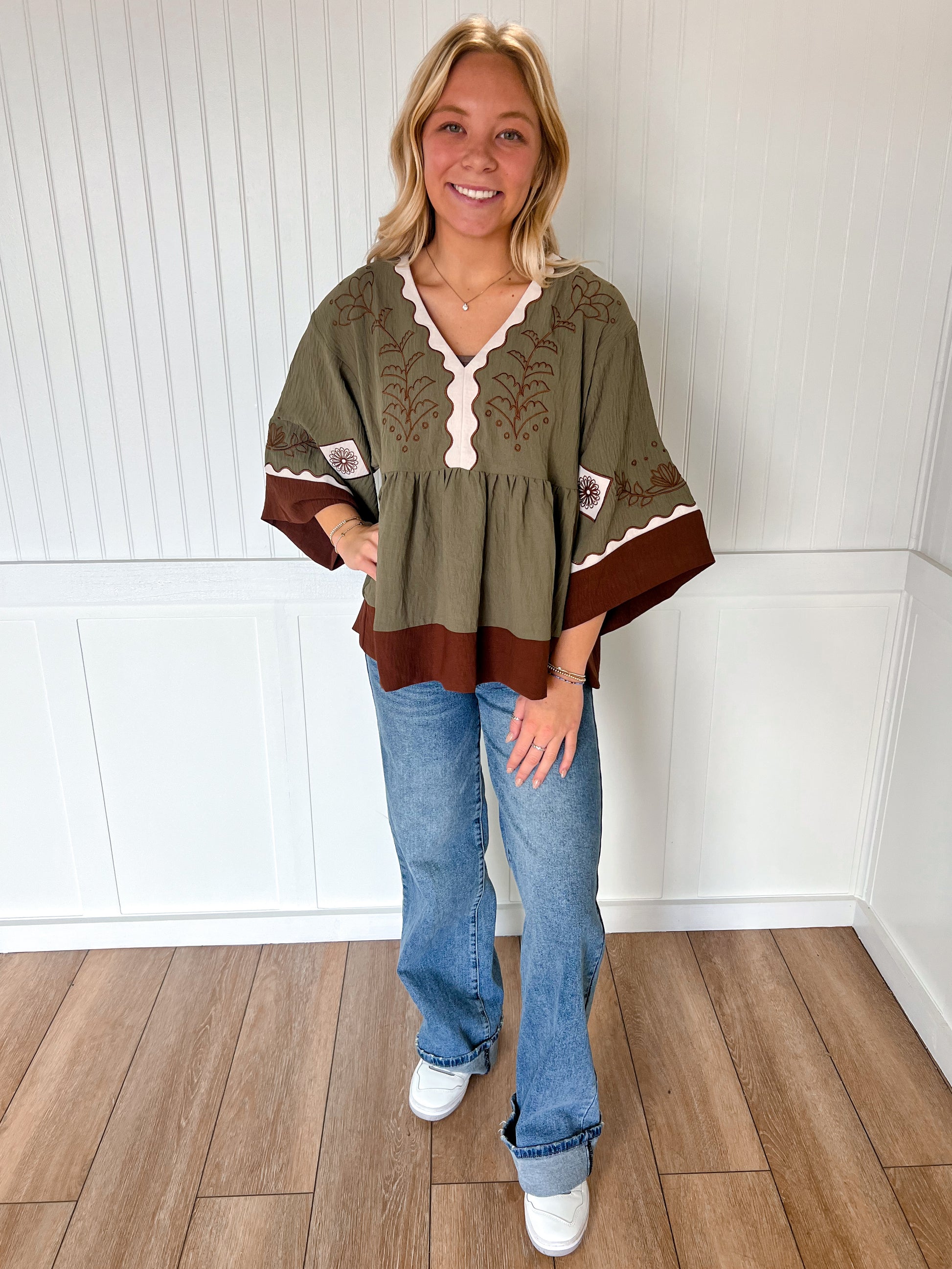 Maren Color Block Airflow Oversized Peasant Blouse-Oddi-Bin B4,FD 10/23/25,Tops Collection-The Twisted Chandelier