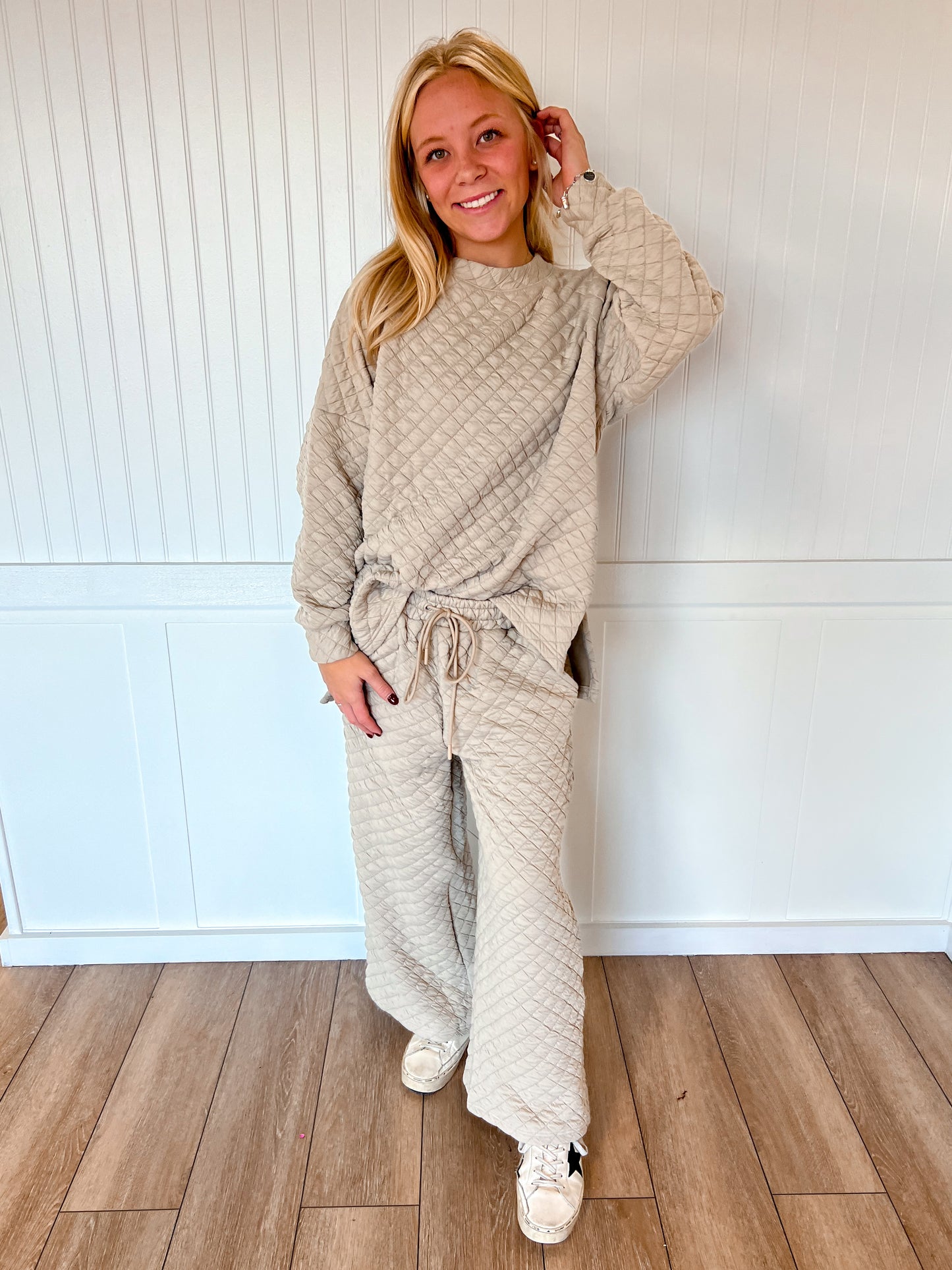 Karen Solid Warm Quilted Matching Set-BEESON RIVER-Small-Taupe-The Twisted Chandelier