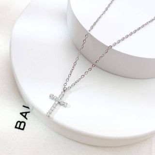 18K STAINLESS STEEL TARNISH FREE CROSS NECKLACE | 40NK9482-JOSSLYN by wall to wall-The Twisted Chandelier