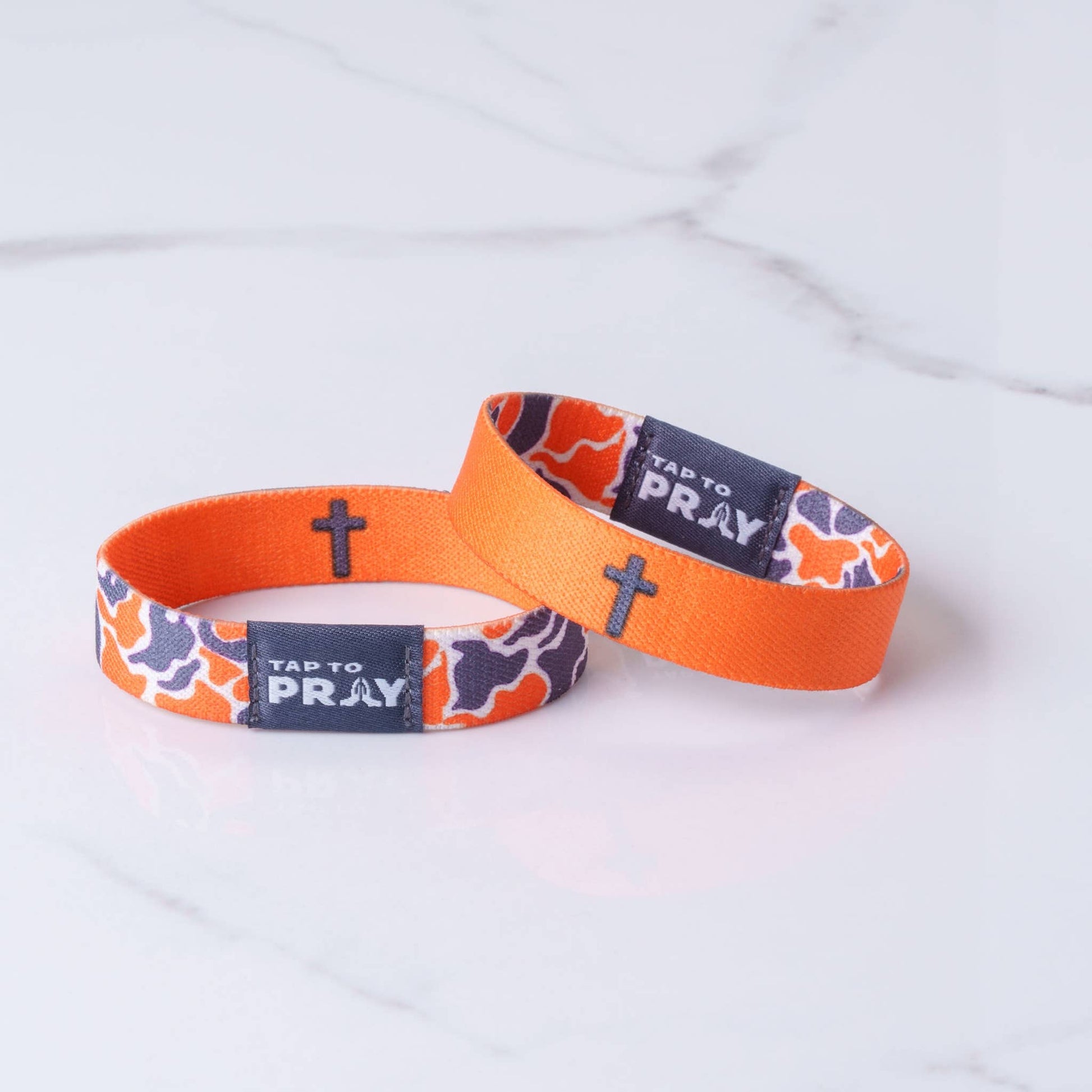 Tap To Pray™ Wristbands - Team Camo - Orange & Grey-Versible-The Twisted Chandelier