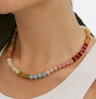 Natural Stone Semi-Precious Glass Mixed Necklace | 40NK9694-JOSSLYN by wall to wall-The Twisted Chandelier
