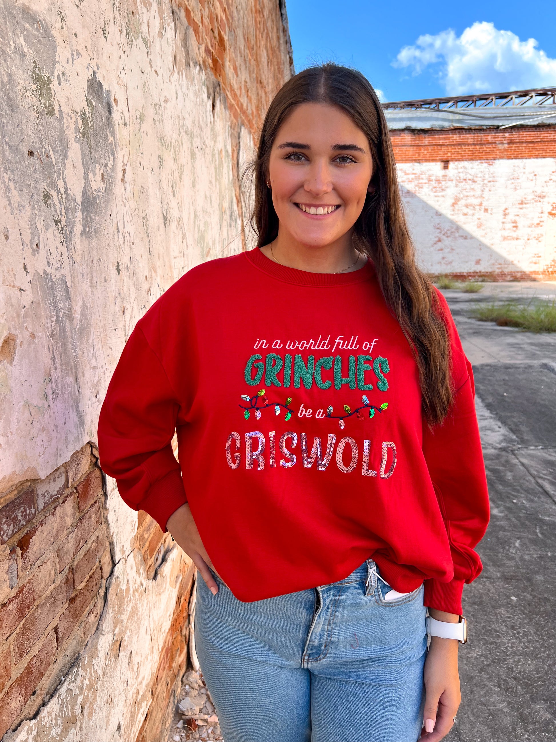 Mary Square Sarah Sweatshirt | Griswold-Sweatshirt-Mary Square-Christmas tote ct2,Tops Collection-The Twisted Chandelier